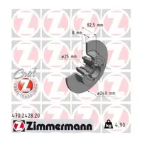 ZIMMERMANN Brake Discs + Wheel Bearing Set for RENAULT Clio 3, Megane 2, Twingo 2 (Rear)