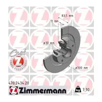 ZIMMERMANN Brake Discs + Wheel Bearing Set for RENAULT Laguna 3 Latitude (Rear)