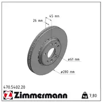 ZIMMERMANN 470540220 Brake Discs for MERCEDES Citan 415 and RENAULT Kangoo (15/16 inches, front)