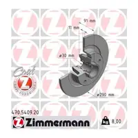 ZIMMERMANN Brake Discs + Wheel Bearings + Brake Pads for RENAULT Megane 4 and Scenic 4 (Rear)
