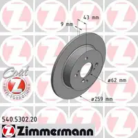 ZIMMERMANN Brake Disc Set for Suzuki Swift IV 1.2/4WD, 1.6, 1.3 DDiS (Rear)