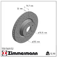 Zimmermann SPORT Bremsscheiben Satz f&uuml;r TESLA Model S 5YJS 10 5YJX vorne