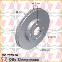 ZIMMERMANN Brake Discs for Toyota Corolla 1.4/1.6/1.8 VVT-i, 1.4/2.0 D-4D (Front)