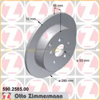 ZIMMERMANN Bremsscheiben Satz f&uuml;r Toyota Avensis (T25) 1.6-2.4 2.0D-4D hinten