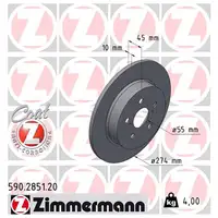 ZIMMERMANN Brake Disc Set for TOYOTA Yaris _P21_ 1.5 Hybrid 116 hp (rear) 42431-K0010