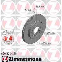 ZIMMERMANN Brake Discs for VW Polo (6R 6C) GTI WRC PR-1KD (2009&ndash;present) &ndash; Rear