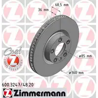 ZIMMERMANN Bremsscheiben + Bel&auml;ge f&uuml;r PORSCHE Cayenne 92A 1LU/1ZA VW Touareg 7P 1LJ vorne
