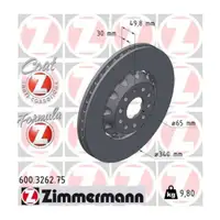 Zimmermann FORMULA Z Brake Disc Set for VW T-Roc (A11, D11) R PR-1LQ Front 5Q0615301P