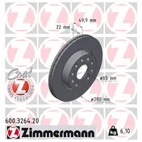 ZIMMERMANN Bremsscheiben Satz f&uuml;r VW Beetle Cabrio Jetta 4 PR-1ZQ/1ZM ab 10.2016 vorne