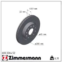 Zimmermann SPORT Bremsscheiben Satz f&uuml;r VW Beetle Jetta 4 PR-1ZM/1ZQ ab 10.2016 vorne
