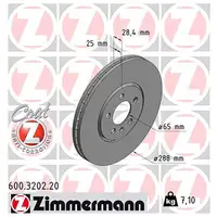 ZIMMERMANN Brake Disc Set for VW Golf 3 2.0/GL/GTI 16V, 2.8/2.9 VR6, 1.9 TDI (Front)
