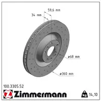 Zimmermann SPORT Brake Discs + Brake Pads + Sensor for VW Phaeton PR-1ZL/1ZK (Front)