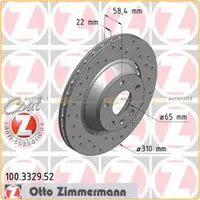 Zimmermann SPORT Brake Discs + Pads for AUDI TT 2.0 TFSI, 2.0 TDI, V6, TTS, TTRS (2008&ndash;2013) &ndash; Rear