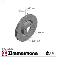 Zimmermann SPORT brake discs for ALFA ROMEO 147, 156 Spider, FIAT Doblo, OPEL Combo (Front)