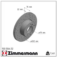 Zimmermann SPORT Bremsscheiben + Bel&auml;ge + Wako f&uuml;r BMW 5er E34 525-535i 7er E32 730i vorne