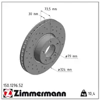 Zimmermann SPORT brake discs + Pads + Wako for BMW 5 Series E39 530i&ndash;540i 530d (front)