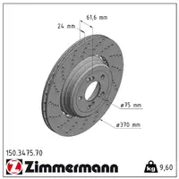 Zimmermann FORMULA Z Bremsscheiben Satz f&uuml;r BMW 5er E60 E61 M5 6er E63 E64 M6 hinten