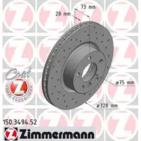 Zimmermann SPORT brake discs + Pads + Wako for BMW X3 F25, X4 F26 20-35i, 18-35d (front)