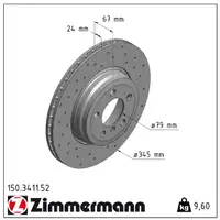 Zimmermann SPORT brake discs + Pads + Wako for BMW 7 Series F01-04 740d 258 hp (rear)