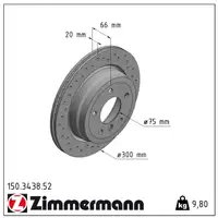 Zimmermann SPORT Bremsscheiben Satz f&uuml;r BMW 7er E65-67 740i 750i 760i 730d hinten