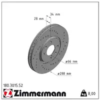 Zimmermann SPORT Brake Discs + Brake Pads + Wako for CITROEN 1 2 2.0 16V 2.0 HDi (front)