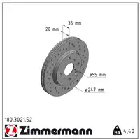 ZIMMERMANN 180.3021.52 SPORT brake discs for CITROEN C1, PEUGEOT 107, and TOYOTA Aygo (Front)