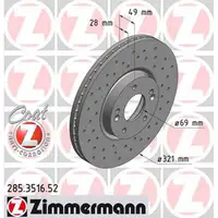 Zimmermann SPORT Brake Disc Set for HYUNDAI Santa Fe 1, 2, 3, ix55 and KIA Sorento 2, 3 (front)