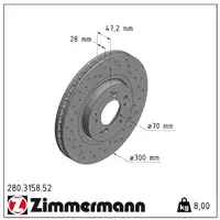 Zimmermann SPORT Brake Disc Set for Honda Accord VI 2.2 Type R 212 hp (front)