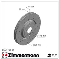 Zimmermann SPORT Brake Disc Set for LAND ROVER Range Rover Velar L560 17-inch Front
