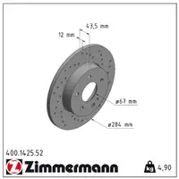 Zimmermann SPORT brake discs for Mercedes W202 Sedan C180, C200, C220, and C250D (Front)