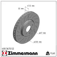 Zimmermann SPORT brake discs, 330 mm, for Mercedes W210, S210, E420, E430, R170, 32AMG (front)