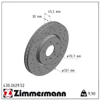 Zimmermann SPORT Bremsscheiben + Bel&auml;ge f&uuml;r OPEL Astra J Zafira Tourer C POC 61 vorne