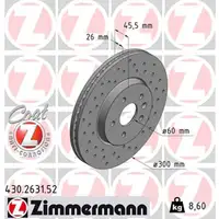 Zimmermann SPORT brake discs + Pads for OPEL Mokka J13, Model Year J4000001/JB000001 (Front)