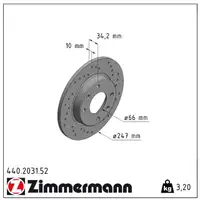 ZIMMERMANN SPORT brake discs for CITROEN Saxo Zx, PEUGEOT 106, 205, 206, 306, 309, 405 (Front)