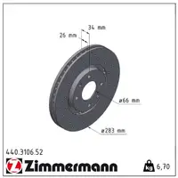 Zimmermann SPORT Bremsscheiben Satz f&uuml;r CITROEN C3 C4 C5 DS3 DS4 PEUGEOT 206 207 307 vorne