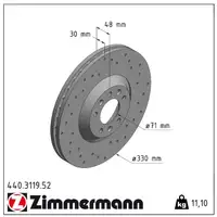 Zimmermann SPORT Bremsscheiben Satz f&uuml;r CITROEN C5 3 3.0 V6 C6 PEUGEOT 407 607 vorne