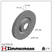 Zimmermann SPORT Brake Disc Set for PEUGEOT 308 II with BOSCH System (Front)