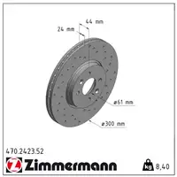 Zimmermann SPORT brake discs for RENAULT GRAND SCENIC II / SCENIC II (Front)