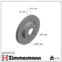Zimmermann SPORT Bremsscheiben f&uuml;r Audi A3 Seat Leon Octavia VW Golf 5 6 vorne