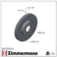 Zimmermann SPORT brake discs for Skoda Superb and VW Passat (3B) PR-1ZC/1LE (Front)