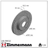 Zimmermann SPORT Bremsscheiben f&uuml;r Volvo C70 I S70 LS V70 I LV 16 Zoll vorne
