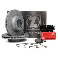 ZIMMERMANN Bremsscheiben + Bremsbel&auml;ge + Wako f&uuml;r PORSCHE 996 3.6 GT2 462/483 PS hinten