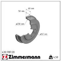ZIMMERMANN Brake Drums + Brake Shoes for OPEL Astra H 1.2, 1.4, 1.6, 1.3 CDTI (Rear)