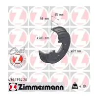 ZIMMERMANN Brake Drums + Shoes, Rear Wheel Brake Cylinders for OPEL Corsa F and PEUGEOT 208 II
