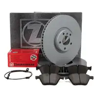 ZIMMERMANN Brake Discs + Pads + Sensor for BMW X5 E70, F15, X6 E71, E72 50i, M50d (Front)