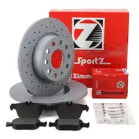 Zimmermann SPORT Brake Discs + Brake Pads for VW Golf 8, A3, 8Y, Leon, KL, Octavia 4 (Rear)