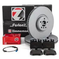 Zimmermann FORMULA F brake discs + brake pads + sensor for BMW X5 G05, X6 G06, X7 (Front)