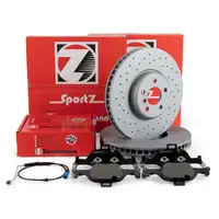 Zimmermann SPORT Brake Discs, Pads, and Sensor for BMW G30 540i, G32 630i, G11 730i, 730d (Front)
