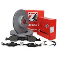 Zimmermann SPORT Brake Discs, Pads, and Sensor for BMW 3 Series G20, G21 (320e, 330e) and G22 (430i) &ndash; Front