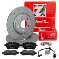 Zimmermann SPORT Brake Discs + Brake Pads + Sensor for AUDI A4 8W B9 A5 F5 (Rear)